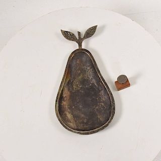 Midcentury Mexican Dish Pear Shade, Silver Plated, 1960s