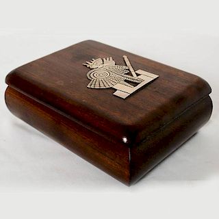 Jewelry Box Exotic Mahogany with Silver Emblem