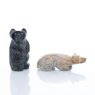 PAIR OF NAVAJO CARVED STONE BEAR FETISHES