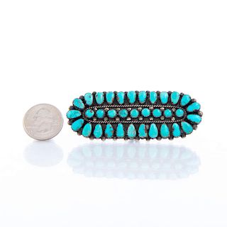 NATIVE AMERICAN TURQUOISE, SILVER CLUSTER RING