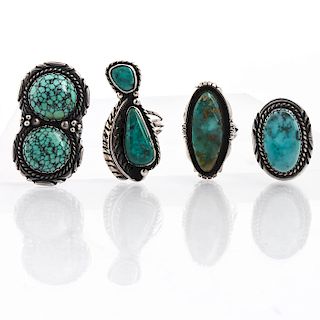 NATIVE AMERICAN SILVER AND TURQUOISE RINGS