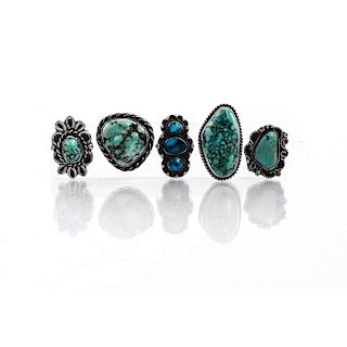 NATIVE AMERICAN SILVER AND TURQUOISE RINGS