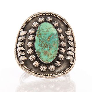 NATIVE AMERICAN SILVER TURQUOISE BRACELET