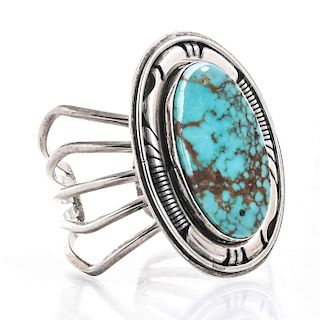 CHARLES JOHNSON NAVAJO STERLING TURQUOISE CUFF