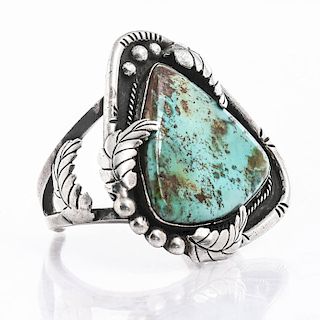 SILVER TRIANGLE SHAPED TURQUOISE CUFF