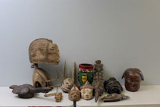 Large Grouping African Masks, Sculptures, and more