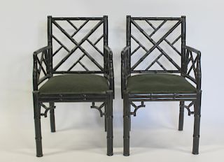 Pair of Quality  Lacquered Bamboo  Arm Chairs.