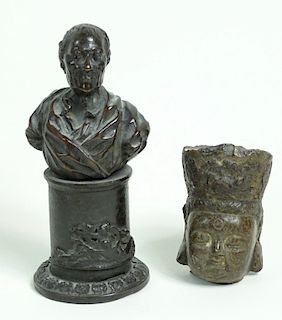 (2) Bronze Sculptures, European And Chinese