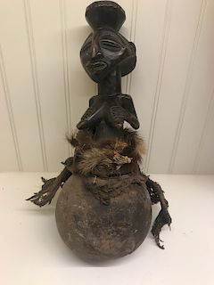 Luba Kabwelulu Figure on Calabash, Ex Crocker Art Museum