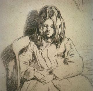 Etching, Annie Seated,by James Abbott McNeill Whistler