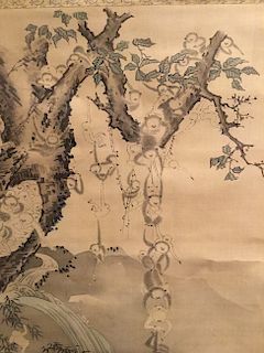 Japanese Scroll of Gibbons, After Kano TAn'yu (1602-167