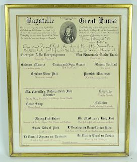 Menu From the bagatelle great house london