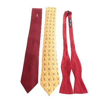 Two Hermes Ties &  One Hermes Bow Tie