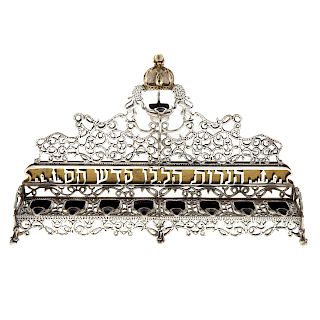 Baal Shem Tov Style Pierced Silver Menorah
