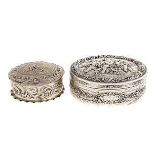 German Silver Jewelry Box & Snuff Box