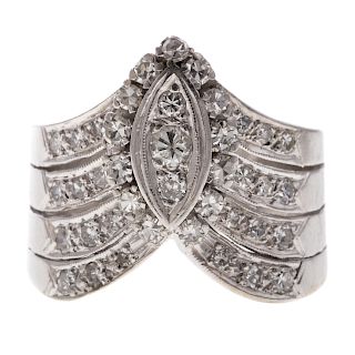 A Ladies 14K Diamond Chevron Shape Ring