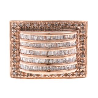 A Ladies Wide Rose Gold Diamond Band