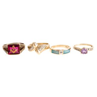 Four Ladies Gemstone Rings in Gold