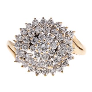 A Ladies 14K Diamond Cluster Ring
