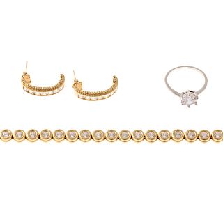 A Collection of Ladies 14K CZ Jewelry