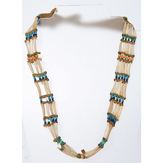 Northern Plains Dentalium and Buffalo Hide Necklace