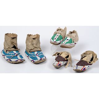 Sioux and Cheyenne Beaded Hide Child's Moccasins 