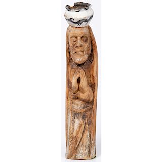 Carved Wood Religious Sculpture, Signed and Dated 1873, From the William Rose Collection, Illinois