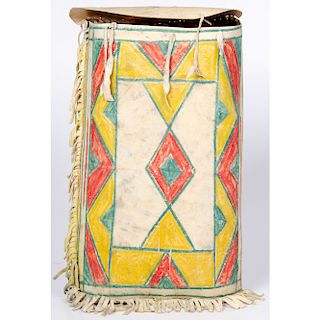 Sioux Painted Parfleche Container, Deaccessioned From the Hopewell Museum, Hopewell, NJ