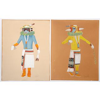 Louis Lomayesva (Hopi, act. 1930s) Gouache on Paper, Deaccessioned From the Hopewell Museum, Hopewell, NJ