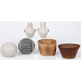 Collection of Acoma Pottery and Tohono O'odham [Papago] Baskets