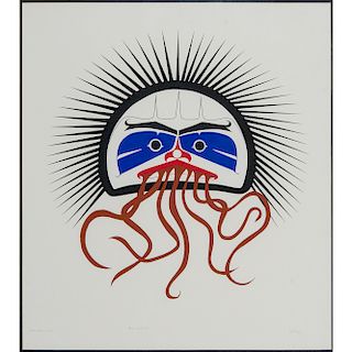 Northwest Coast Silkscreen of a Sea Urchin, From the William Rose Collection, Illinois