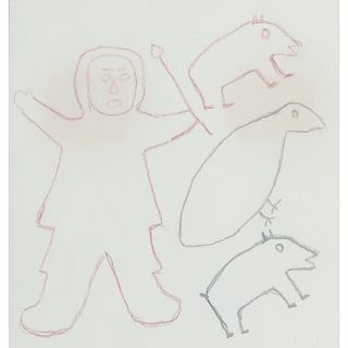 Martha Ittulukatnak (Inuit, 1912-1981) Pencil on Paper, From the William Rose Collection, Illinois