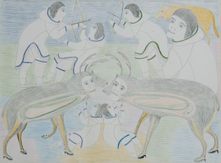Victoria Mamnguqsualuq (Inuit, 1930-2016) Colored Pencil on Paper, From the William Rose Collection, Illinois