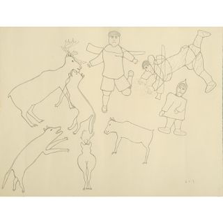 Harold Qarliksaq (Inuit, 1928-1980) Pencil on Paper, From the William Rose Collection, Illinois