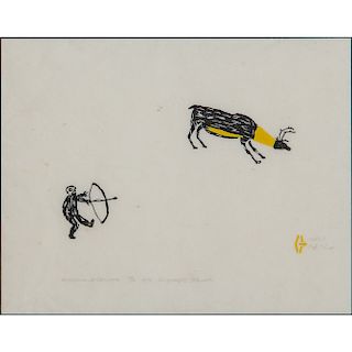 Luke Anguhadluq (Inuit, 1985-1982) Stencil on Paper, From the William Rose Collection, Illinois
