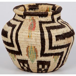 Wounaan Pictorial Polychrom Basket, Deaccessioned From the Hopewell Museum, Hopewell, NJ