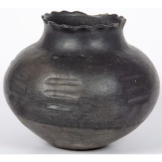 Mexican Blackware Jar, Deaccessioned From the Hopewell Museum, Hopewell, NJ