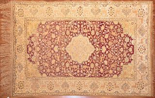 Antique Silk Kaysari Rug, Turkey, 4.10 x 6.11
