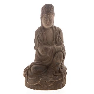 Chinese Carved Wood Bodhisattva