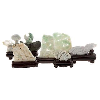 Six Chinese Carved Jade Groups