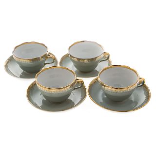 Four KPM Porcelain Teacups and Saucers
