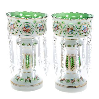 Pair Continental Cased Glass Lustres
