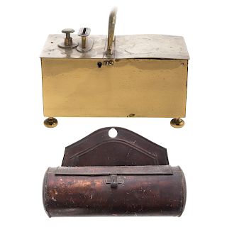 Victorian Brass Honor Box & Tin Candle Box