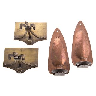 Pair Roycroft Copper Sconces and Bronze Bookends