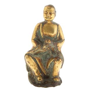 Chinese Gilt Bronze Figure Of Seated Sage