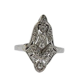 Art Deco Platinum Diamond  Ring