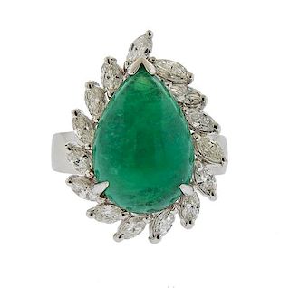 5.83ct Colombian  Emerald 18K Gold Diamond Ring Pendant