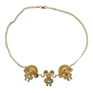 Balestra 18K Gold Emerald Pendant Necklace