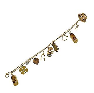 14k Gold Gemstone Ruser Tiffany &amp; Co Charm Bracelet 