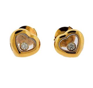 Chopard Happy Diamond Heart 18k Gold Earrings 